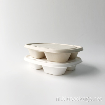 Bagasse -deksel 2 en 3 compartimentcontainer